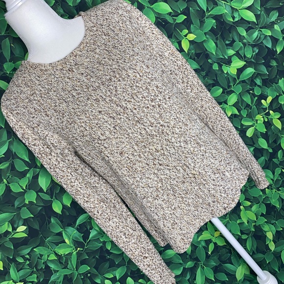CREAM & BROWN THICK KNIT PULLOVER SWEATER · SIZE XL, FITS M/XL · LIZ CLAIBORNE - Picture 2 of 6
